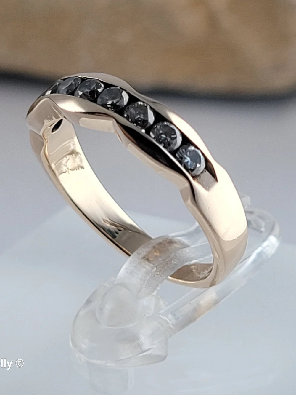 14K Yellow Gold Genuine Diamond Band Ring Size 6.5 - Solid Gold! 👌🎁
